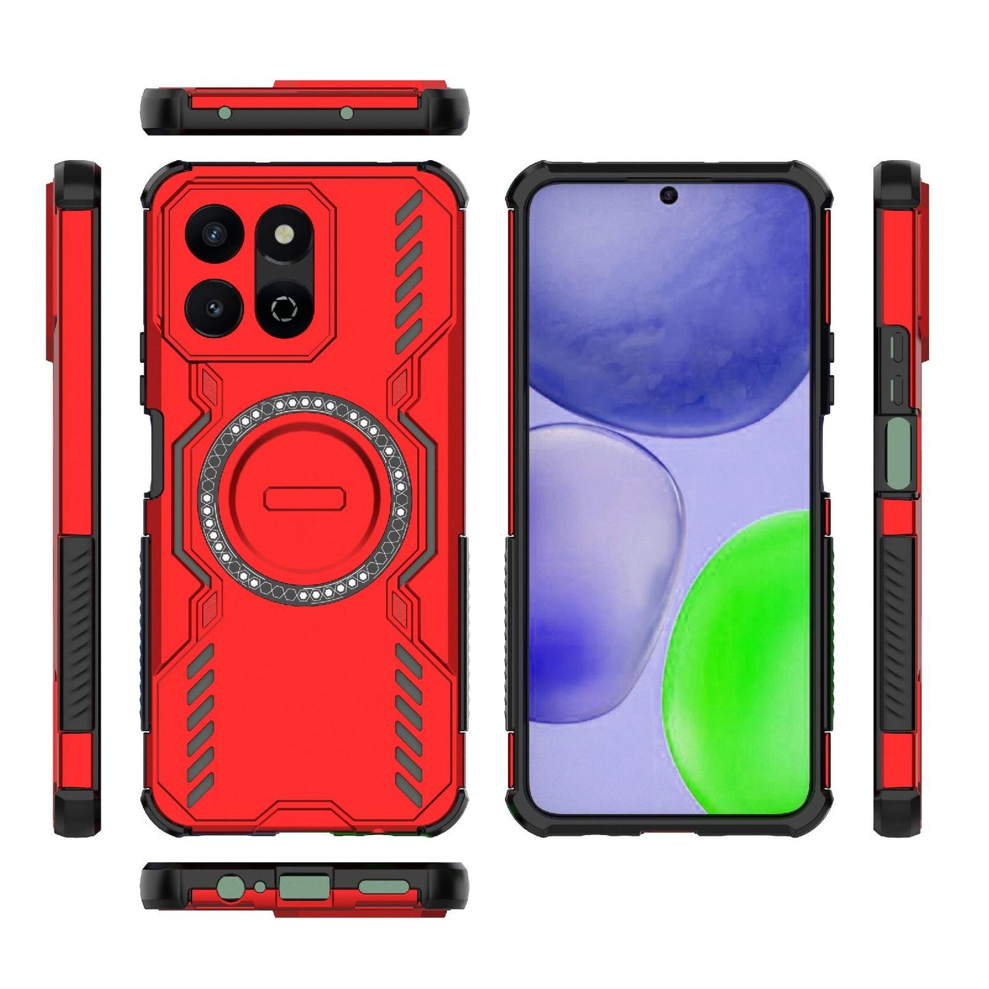 Honor X7c 4G Butterfly Armor MagSafe Magnetic Ring Shockproof Protective Phone Case with Stand