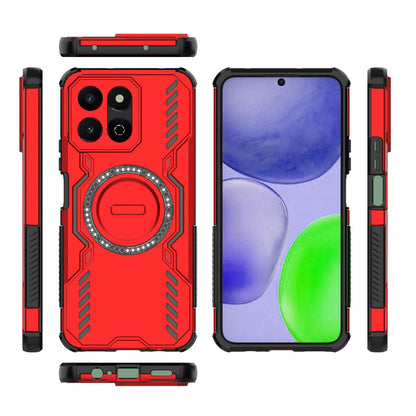 Honor X7c 4G Butterfly Armor MagSafe Magnetic Ring Shockproof Protective Phone Case with Stand