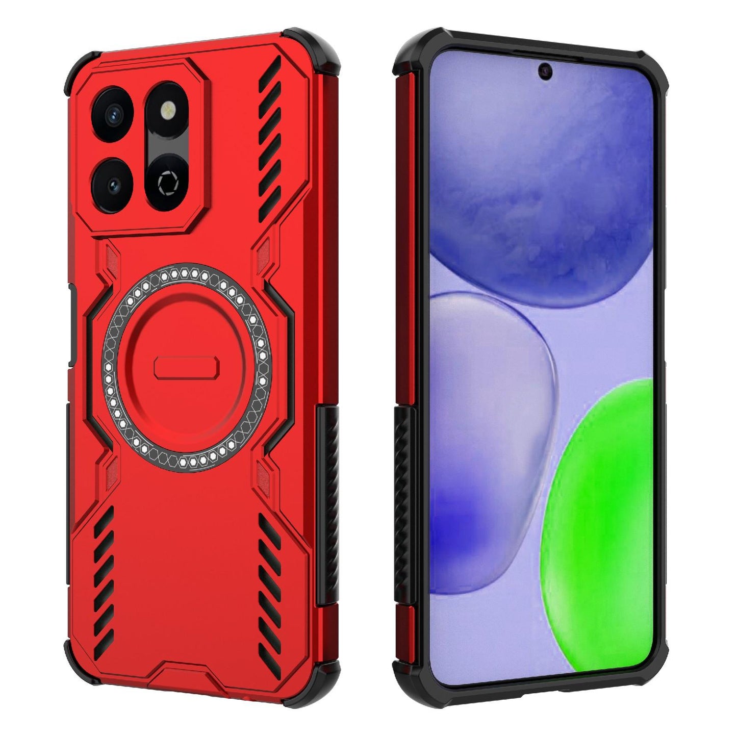 Honor X7c 4G Butterfly Armor MagSafe Magnetic Ring Shockproof Protective Phone Case with Stand