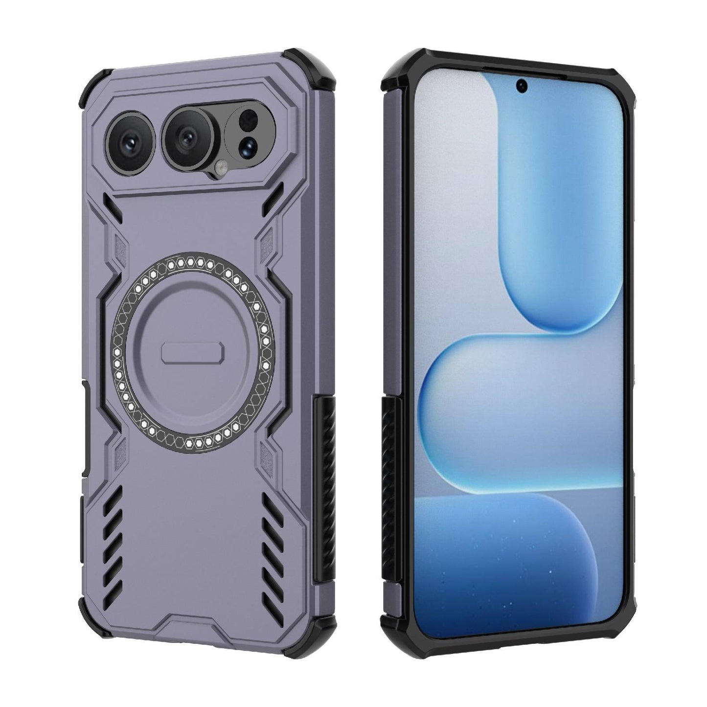 Honor 500 Pro 5G 155.8mm Butterfly Armor MagSafe Magnetic Ring Shockproof Protective Phone Case with Stand