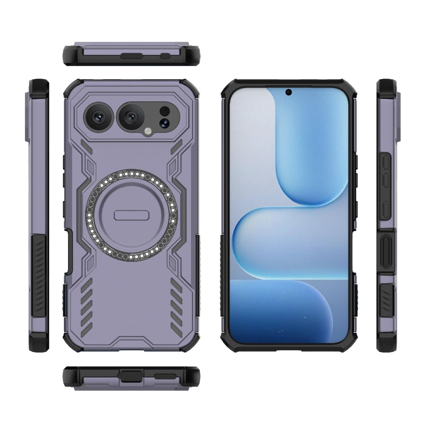 Honor 500 Pro 5G 155.8mm Butterfly Armor MagSafe Magnetic Ring Shockproof Protective Phone Case with Stand