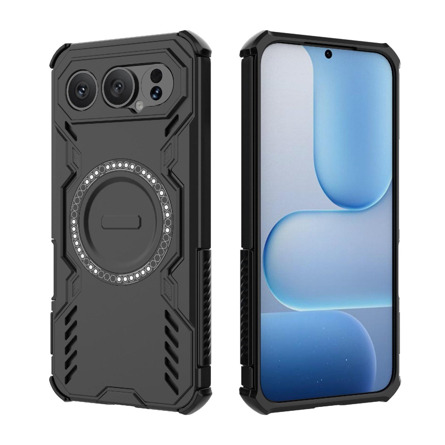 Honor 500 Pro 5G 155.8mm Butterfly Armor MagSafe Magnetic Ring Shockproof Protective Phone Case with Stand