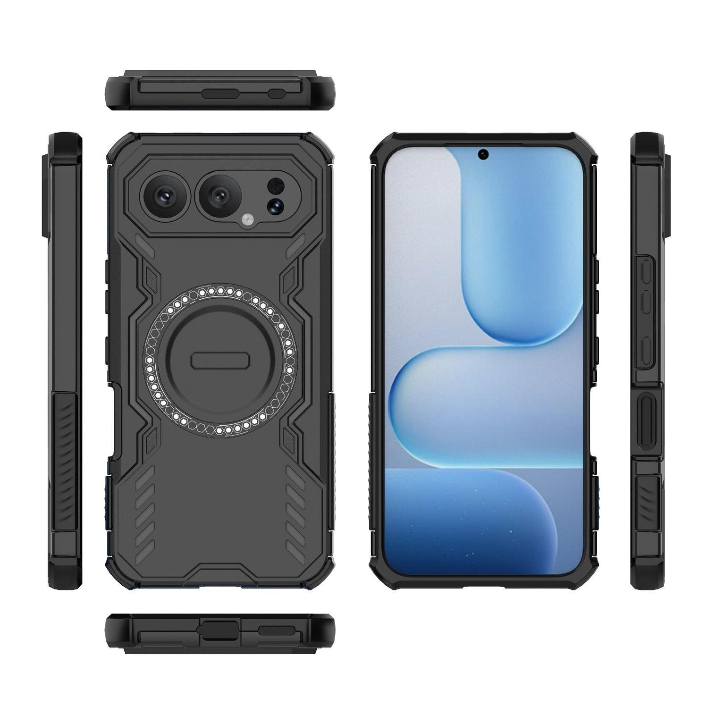 Honor 500 Pro 5G 155.8mm Butterfly Armor MagSafe Magnetic Ring Shockproof Protective Phone Case with Stand