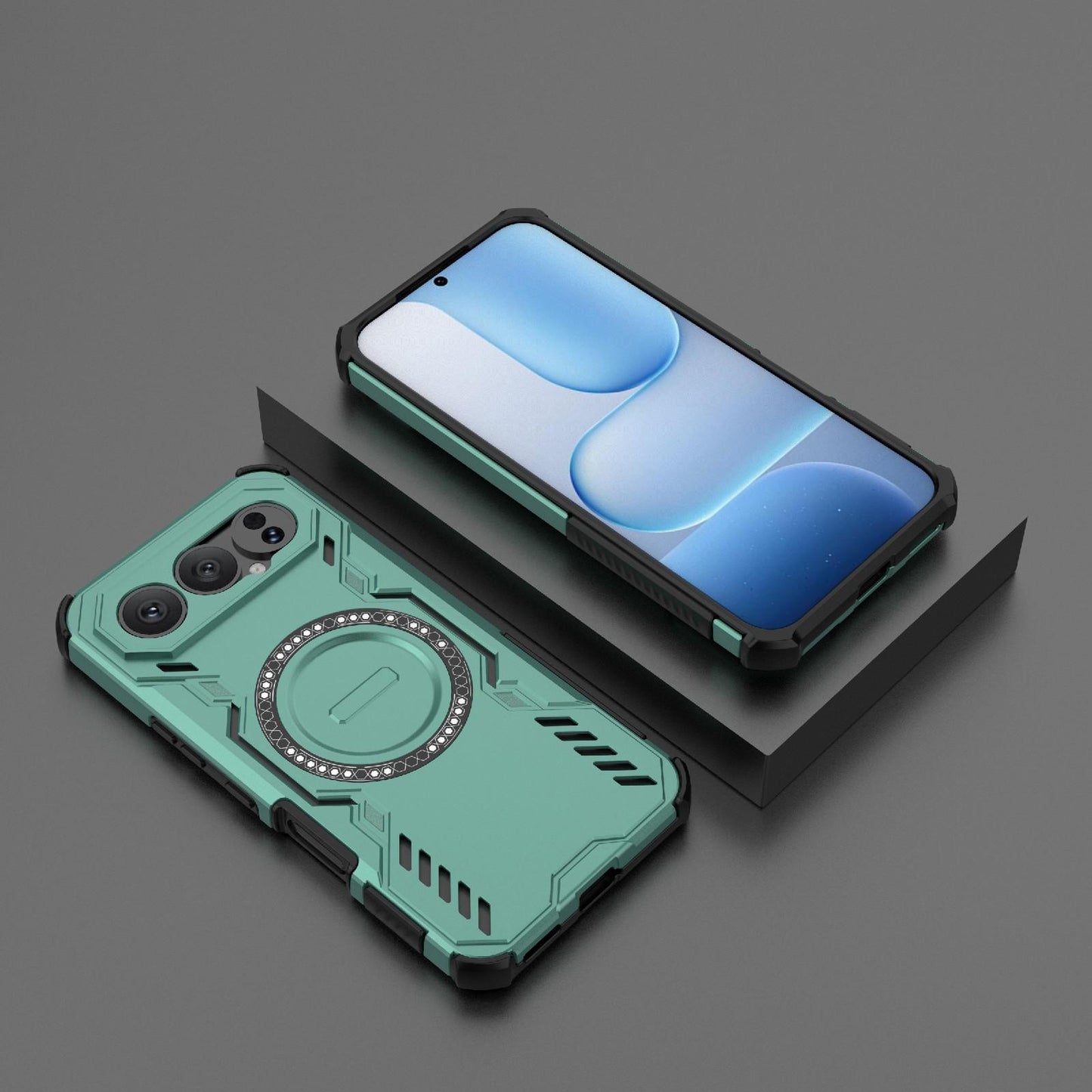 Honor 500 Pro 5G 155.8mm Butterfly Armor MagSafe Magnetic Ring Shockproof Protective Phone Case with Stand