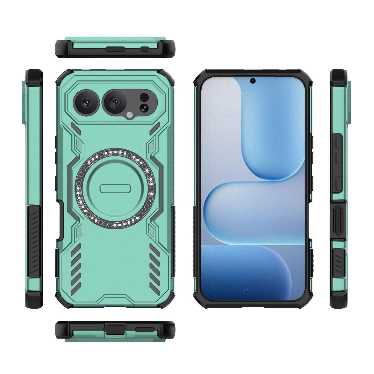 Honor 500 Pro 5G 155.8mm Butterfly Armor MagSafe Magnetic Ring Shockproof Protective Phone Case with Stand