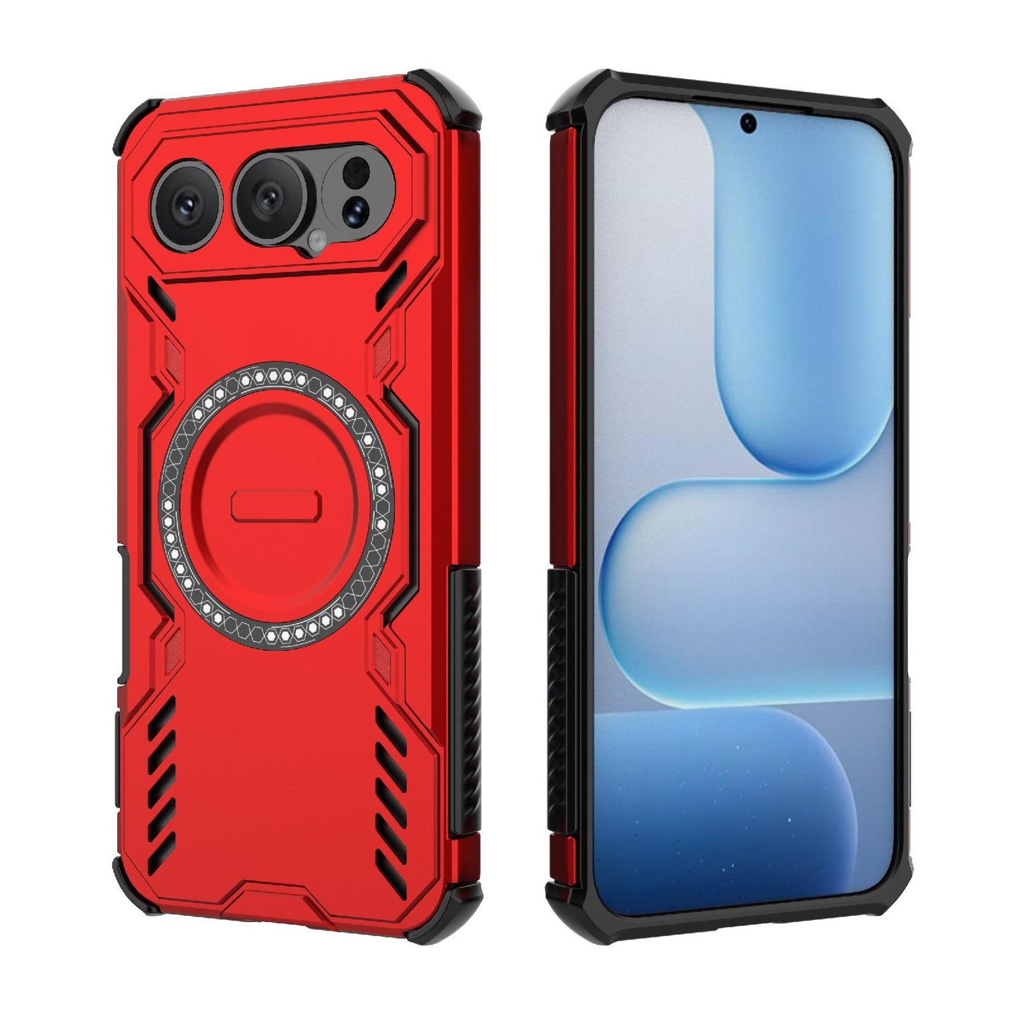 Honor 500 Pro 5G 155.8mm Butterfly Armor MagSafe Magnetic Ring Shockproof Protective Phone Case with Stand