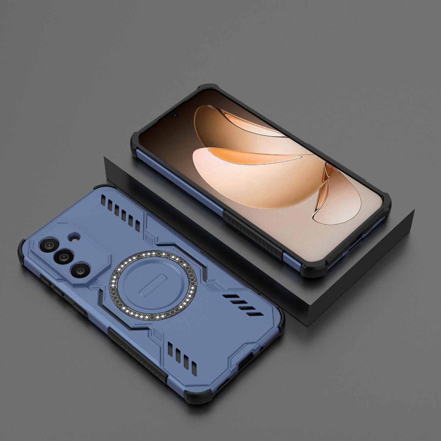 Samsung Galaxy M56 5G Butterfly Armor MagSafe Magnetic Ring Shockproof Protective Phone Case with Stand