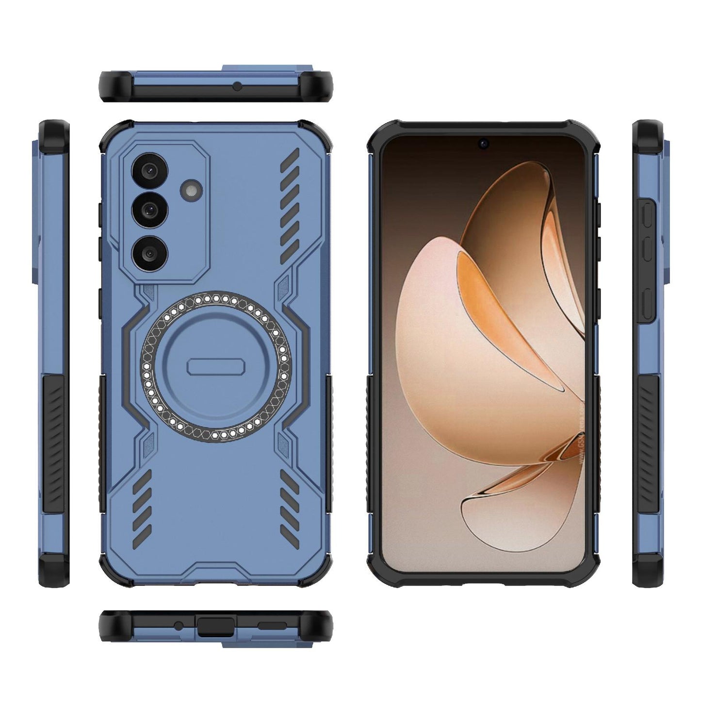Samsung Galaxy M56 5G Butterfly Armor MagSafe Magnetic Ring Shockproof Protective Phone Case with Stand