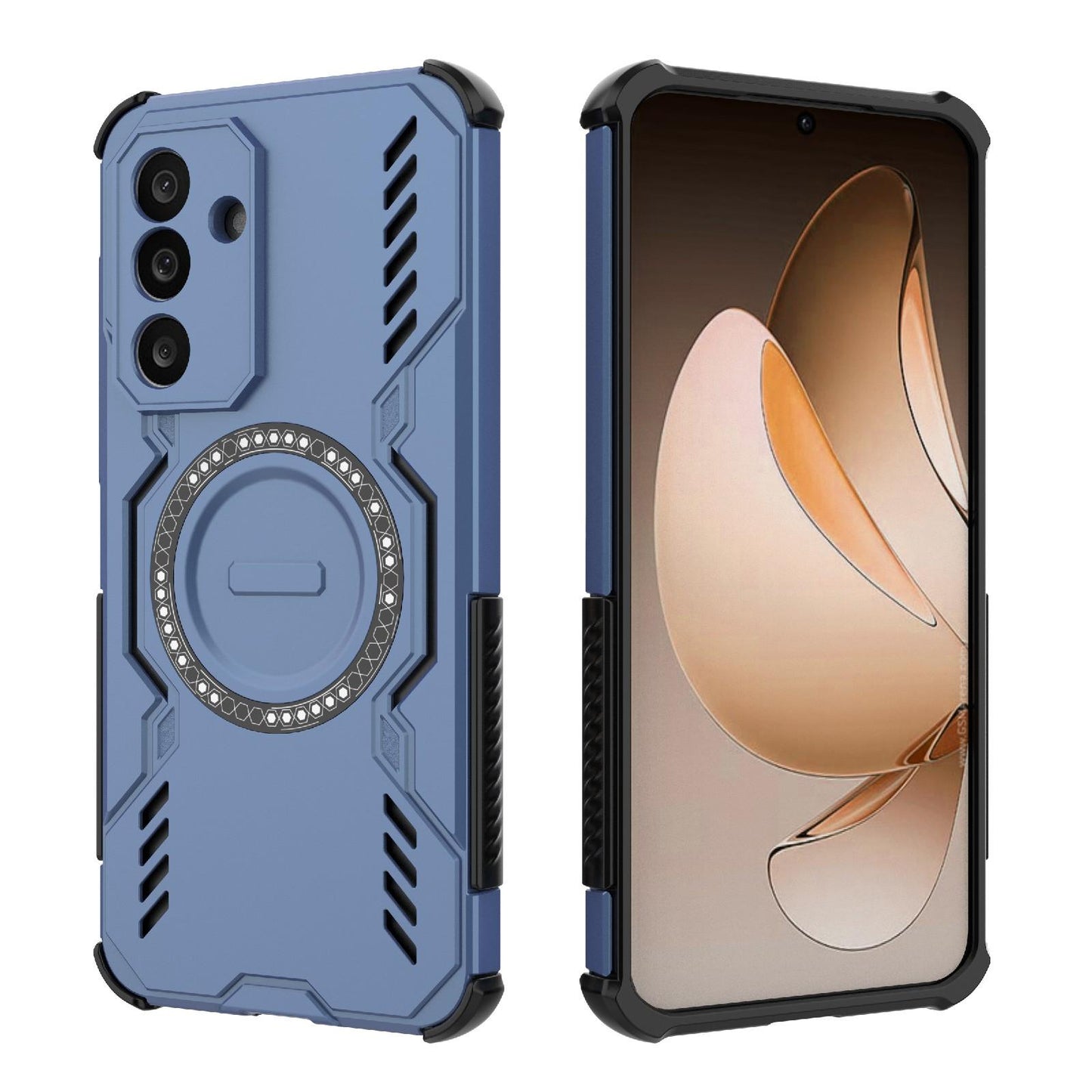 Samsung Galaxy M56 5G Butterfly Armor MagSafe Magnetic Ring Shockproof Protective Phone Case with Stand