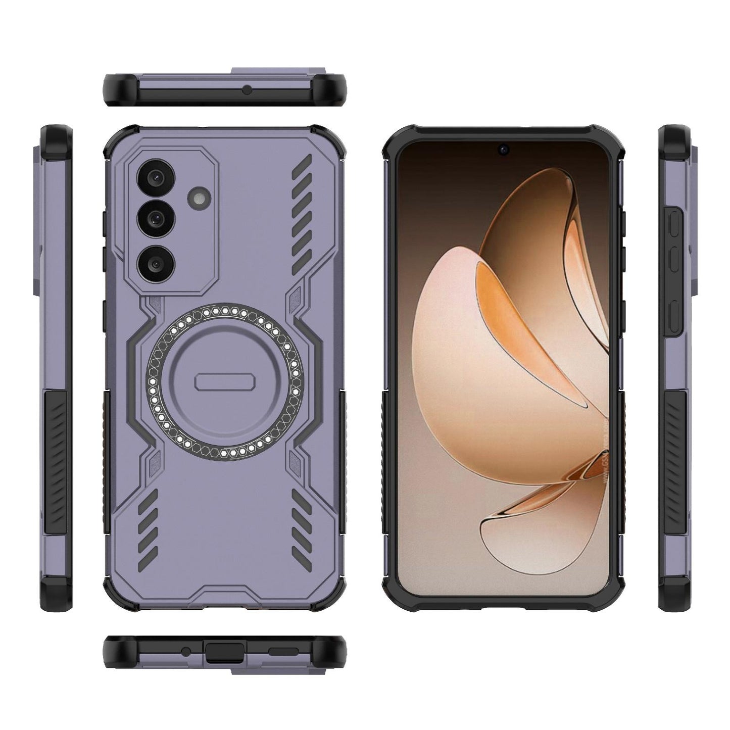 Samsung Galaxy M56 5G Butterfly Armor MagSafe Magnetic Ring Shockproof Protective Phone Case with Stand