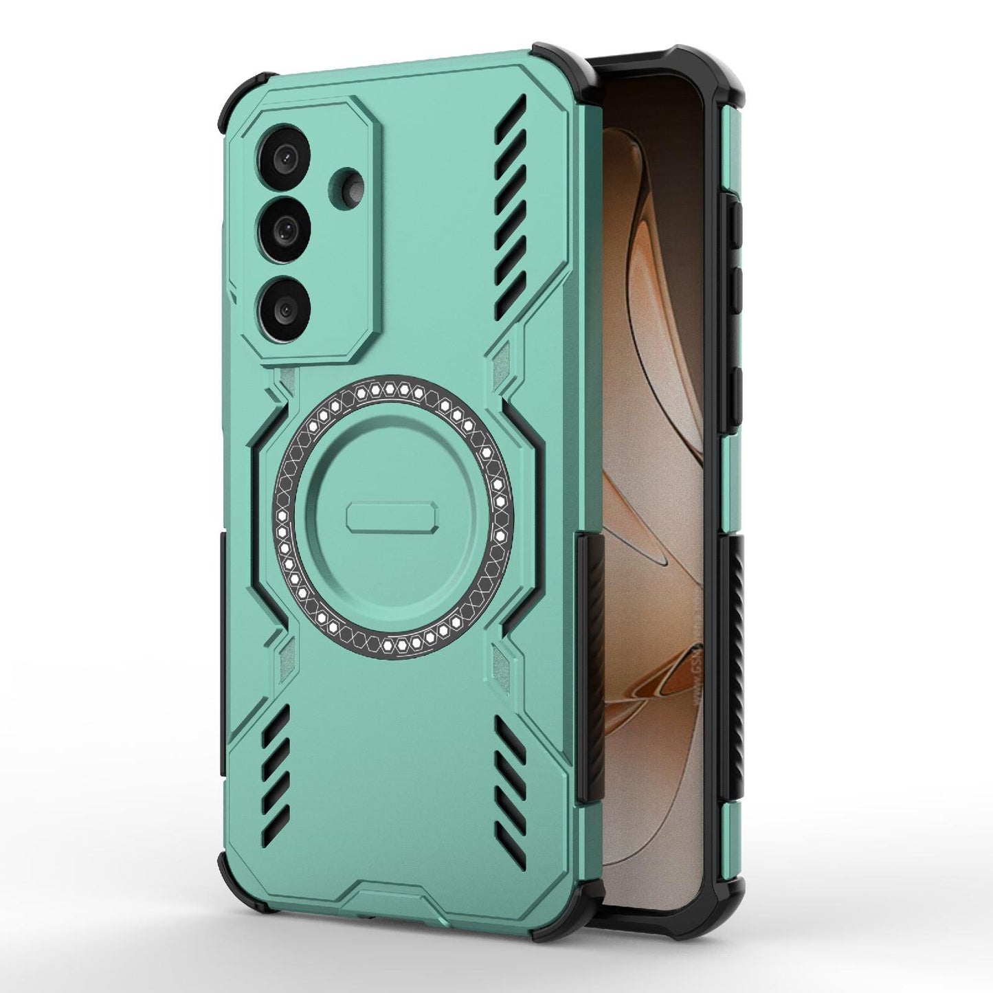 Samsung Galaxy M56 5G Butterfly Armor MagSafe Magnetic Ring Shockproof Protective Phone Case with Stand