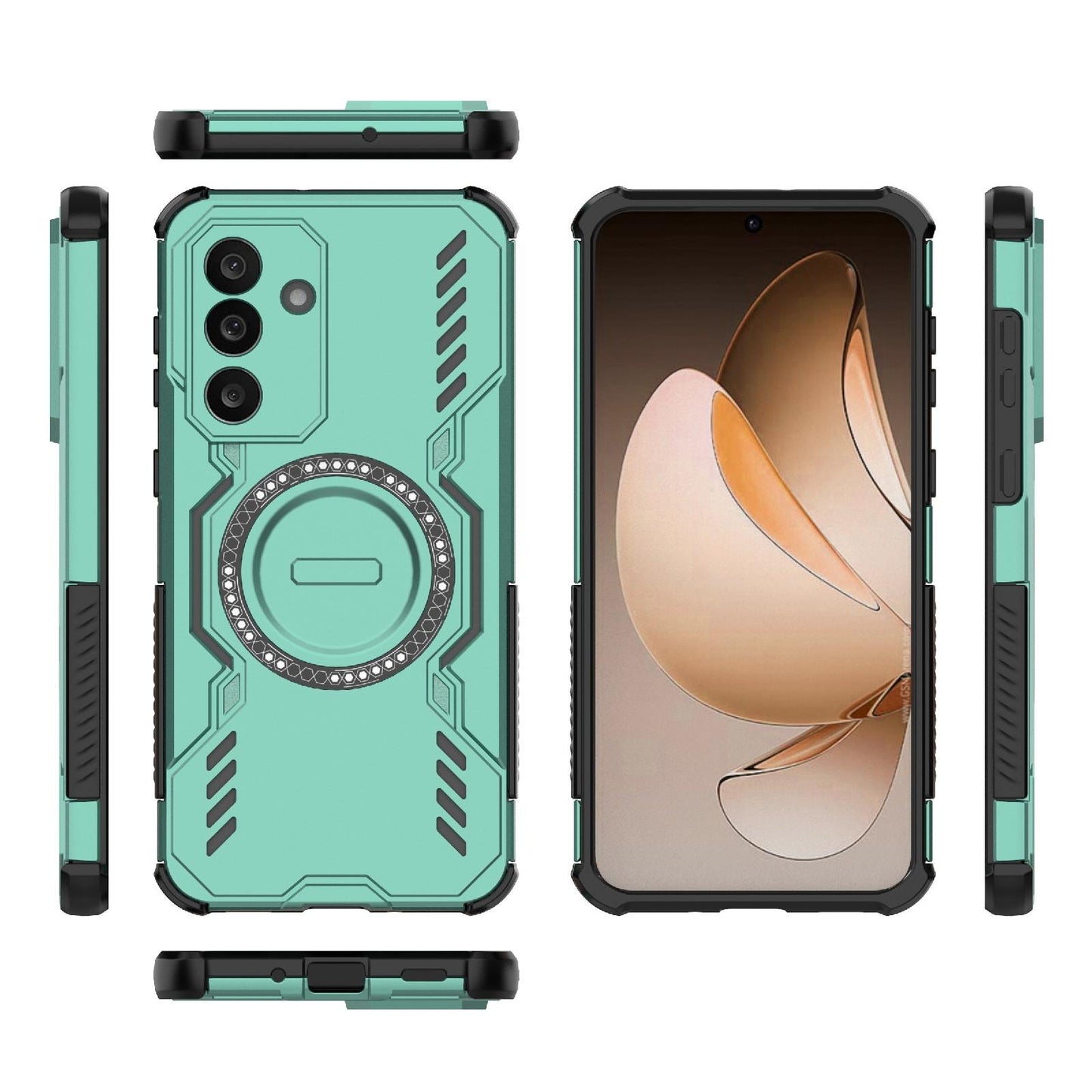 Samsung Galaxy M56 5G Butterfly Armor MagSafe Magnetic Ring Shockproof Protective Phone Case with Stand
