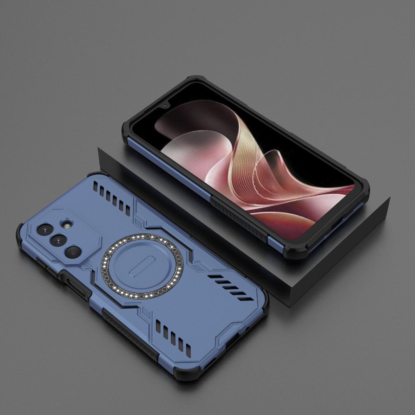 Samsung Galaxy M36 5G India Butterfly Armor MagSafe Magnetic Ring Shockproof Protective Phone Case with Stand