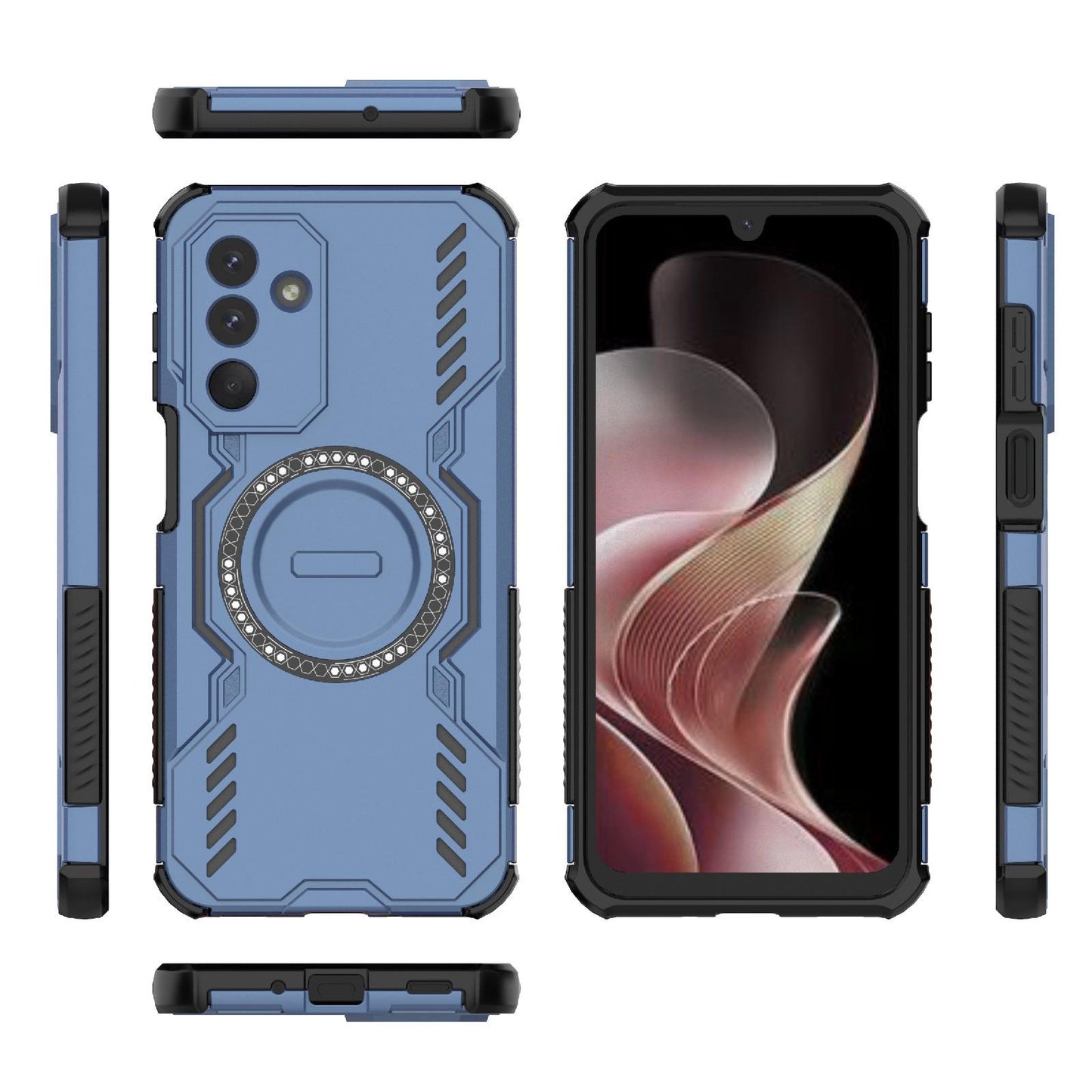 Samsung Galaxy M36 5G India Butterfly Armor MagSafe Magnetic Ring Shockproof Protective Phone Case with Stand