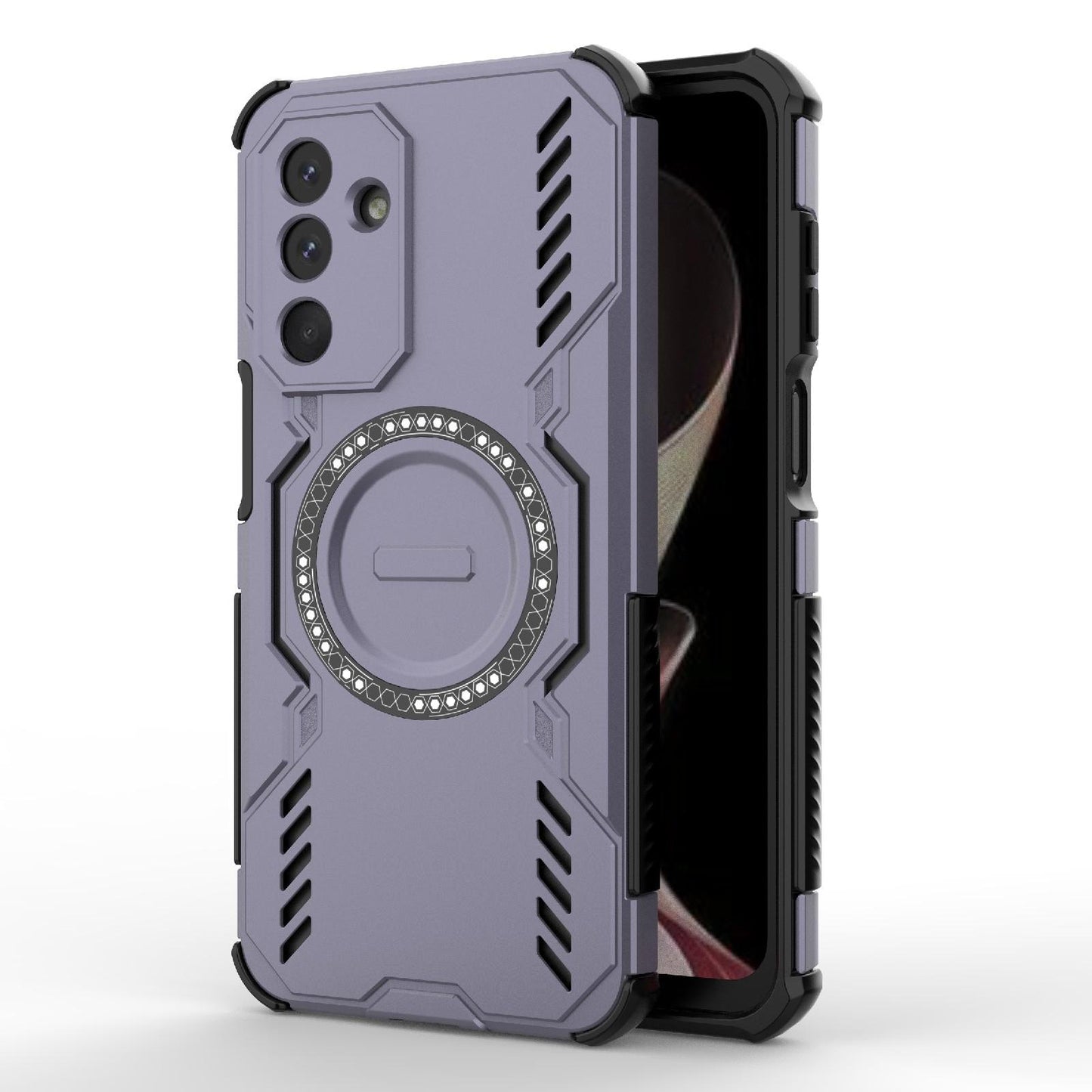 Samsung Galaxy M36 5G India Butterfly Armor MagSafe Magnetic Ring Shockproof Protective Phone Case with Stand