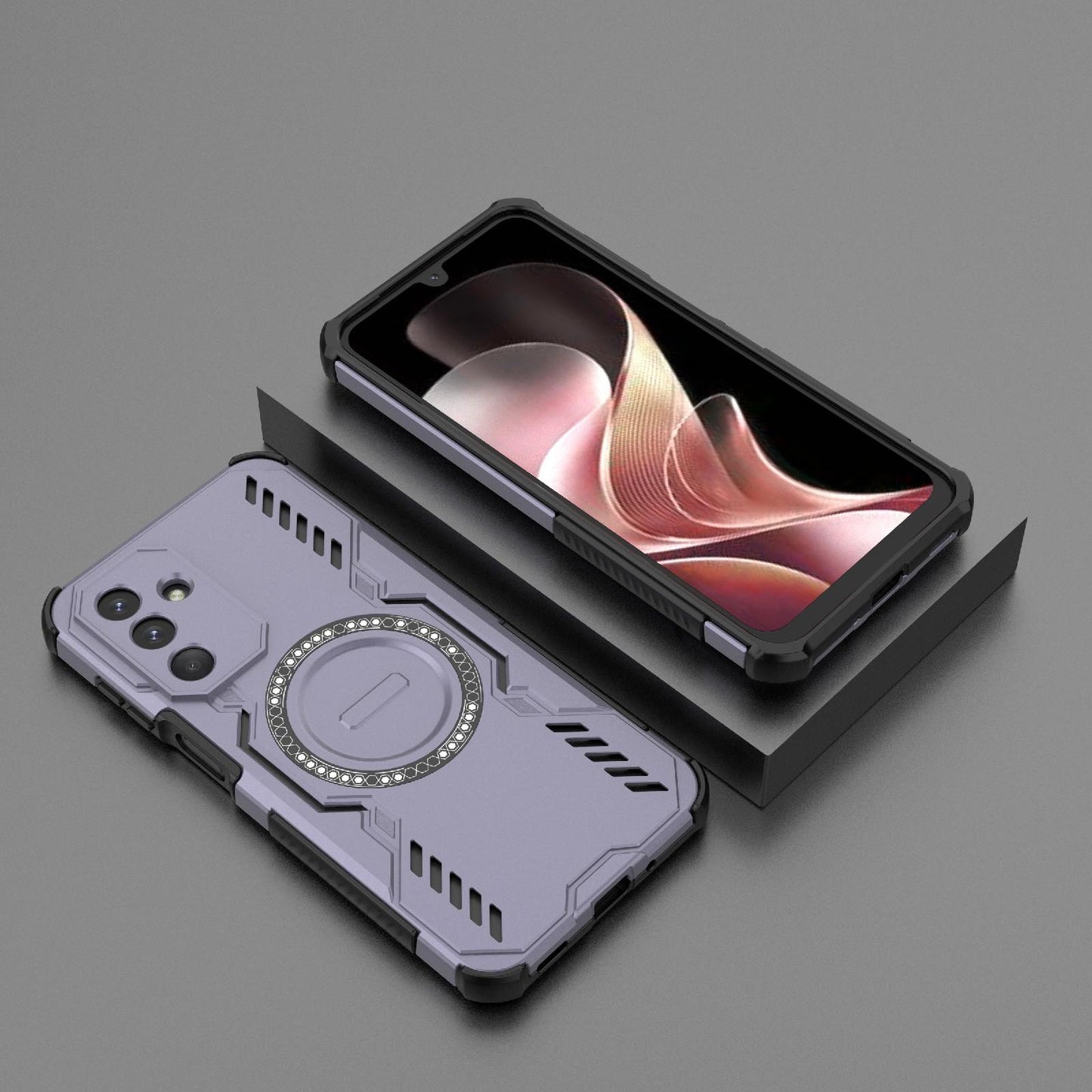 Samsung Galaxy M36 5G India Butterfly Armor MagSafe Magnetic Ring Shockproof Protective Phone Case with Stand