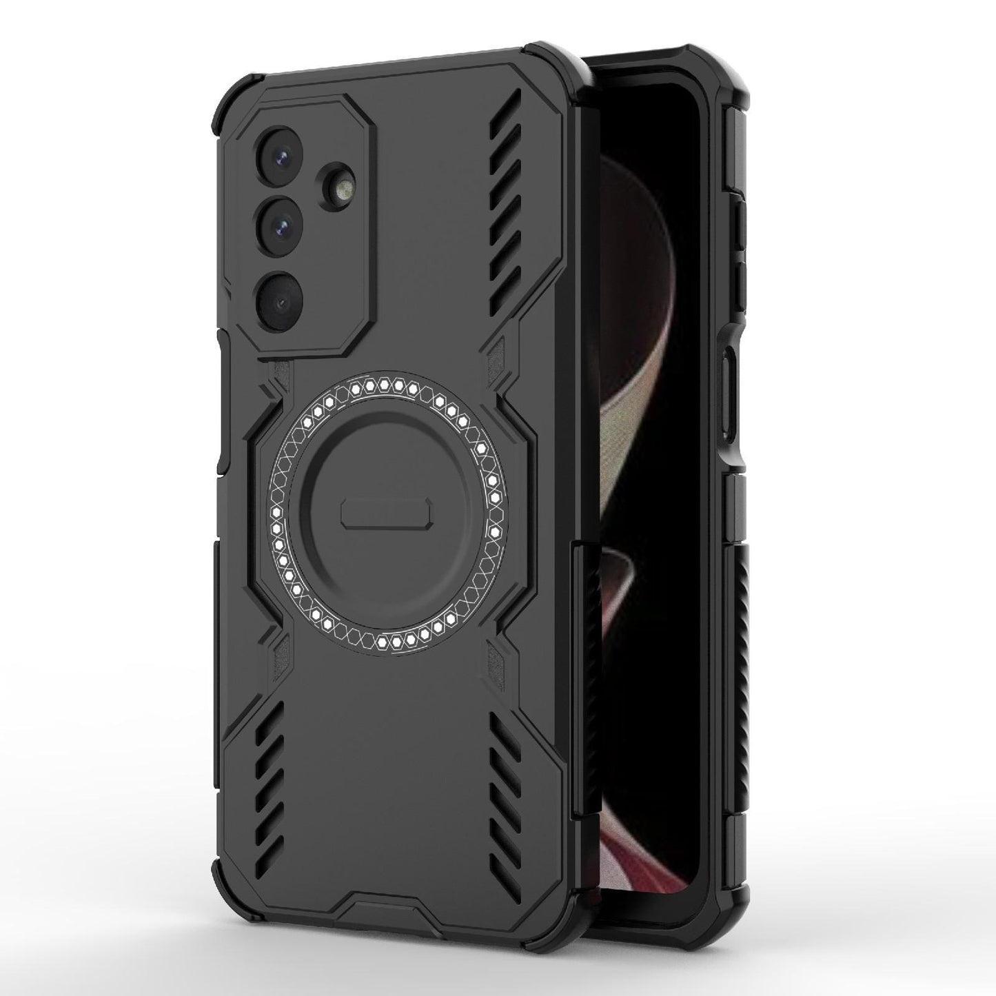 Samsung Galaxy M36 5G India Butterfly Armor MagSafe Magnetic Ring Shockproof Protective Phone Case with Stand