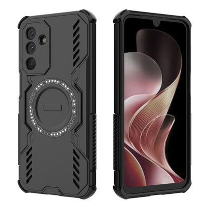 Samsung Galaxy M36 5G India Butterfly Armor MagSafe Magnetic Ring Shockproof Protective Phone Case with Stand
