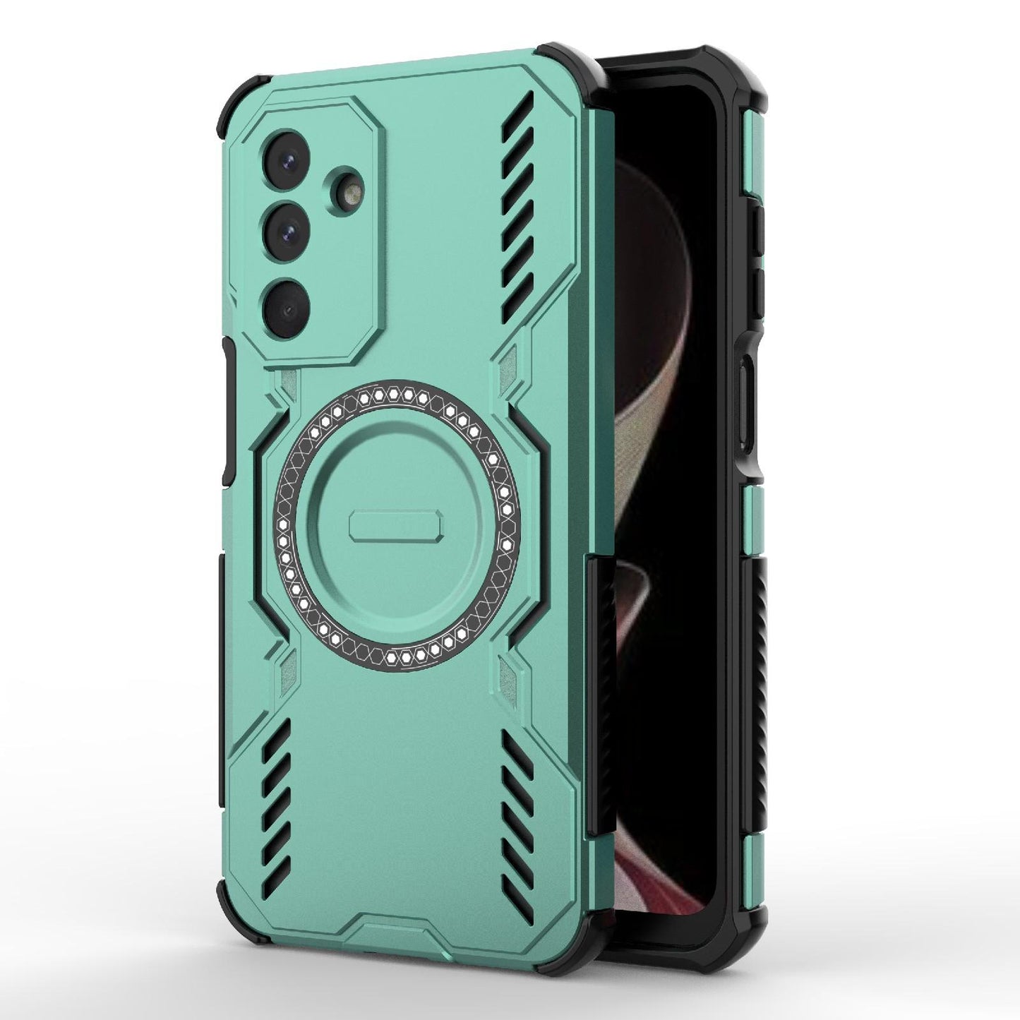 Samsung Galaxy M36 5G India Butterfly Armor MagSafe Magnetic Ring Shockproof Protective Phone Case with Stand