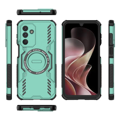 Samsung Galaxy M36 5G India Butterfly Armor MagSafe Magnetic Ring Shockproof Protective Phone Case with Stand