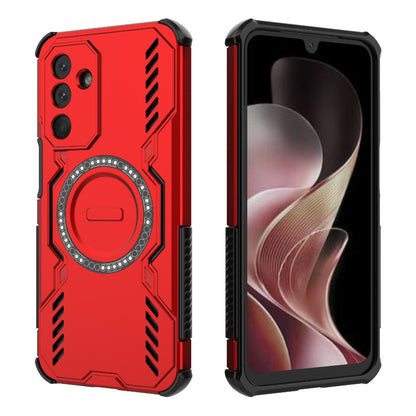 Samsung Galaxy M36 5G India Butterfly Armor MagSafe Magnetic Ring Shockproof Protective Phone Case with Stand