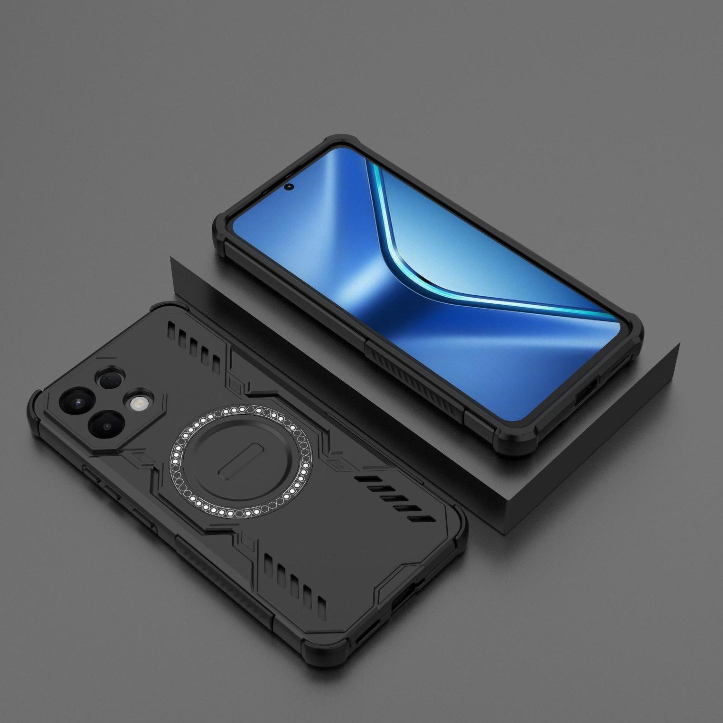 OPPO K13 5G Butterfly Armor MagSafe Magnetic Ring Shockproof Protective Phone Case with Stand