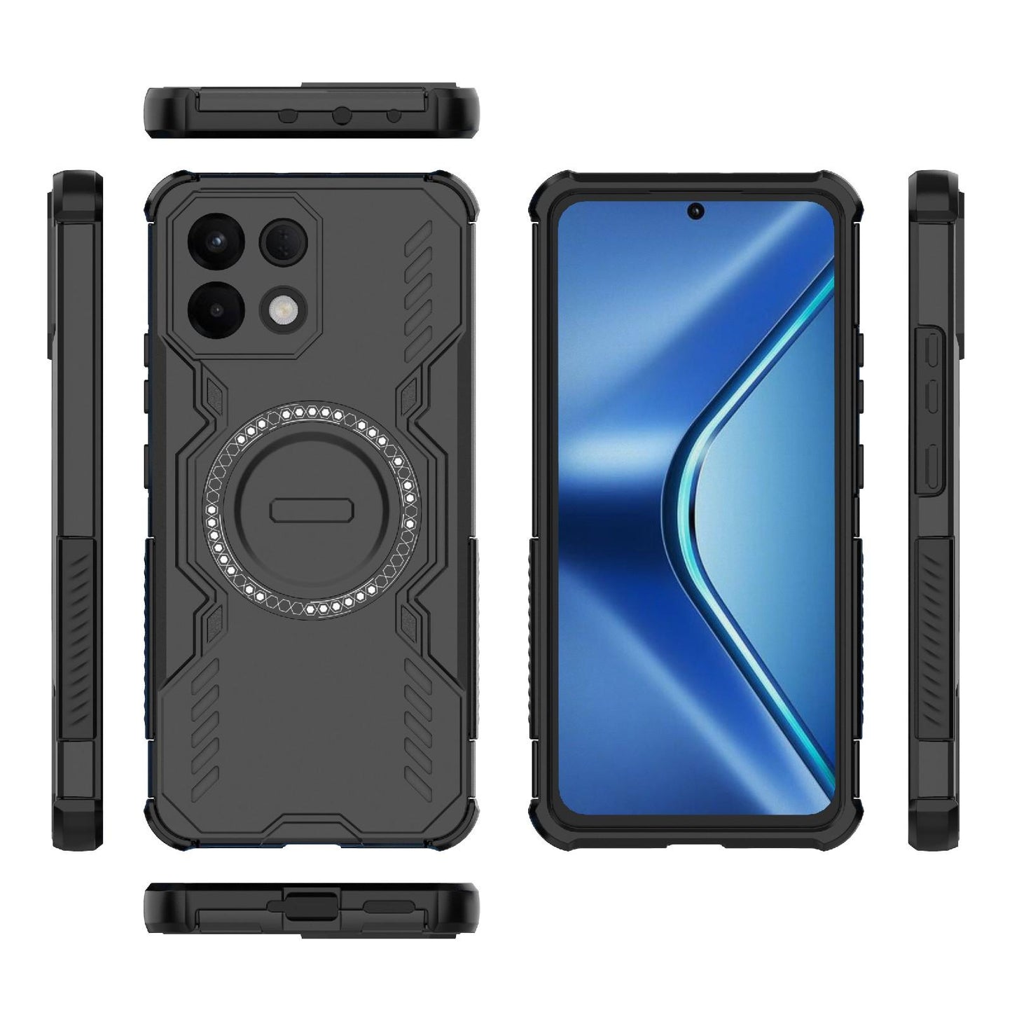 OPPO K13 5G Butterfly Armor MagSafe Magnetic Ring Shockproof Protective Phone Case with Stand