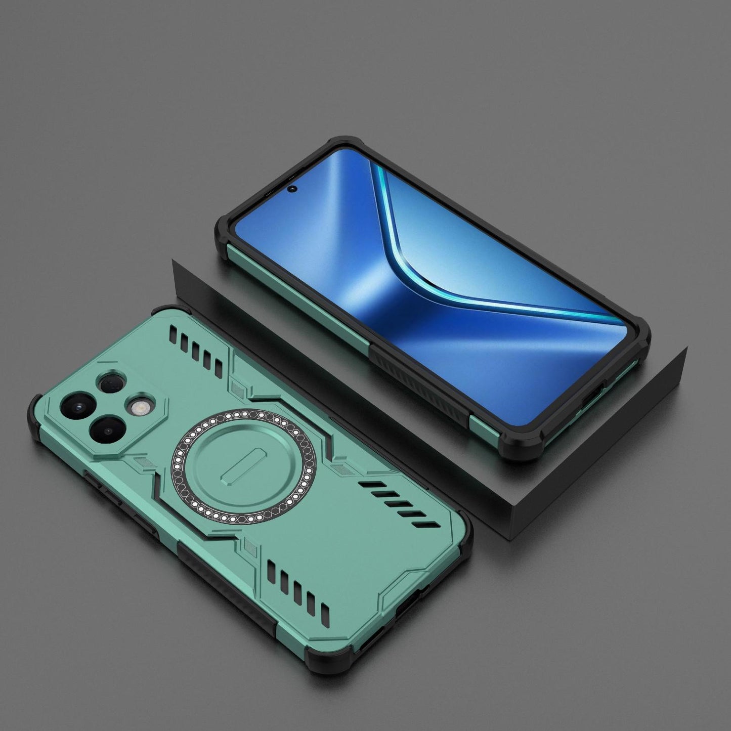OPPO K13 5G Butterfly Armor MagSafe Magnetic Ring Shockproof Protective Phone Case with Stand