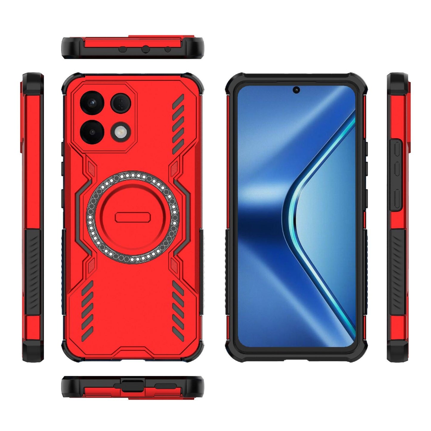 OPPO K13 5G Butterfly Armor MagSafe Magnetic Ring Shockproof Protective Phone Case with Stand