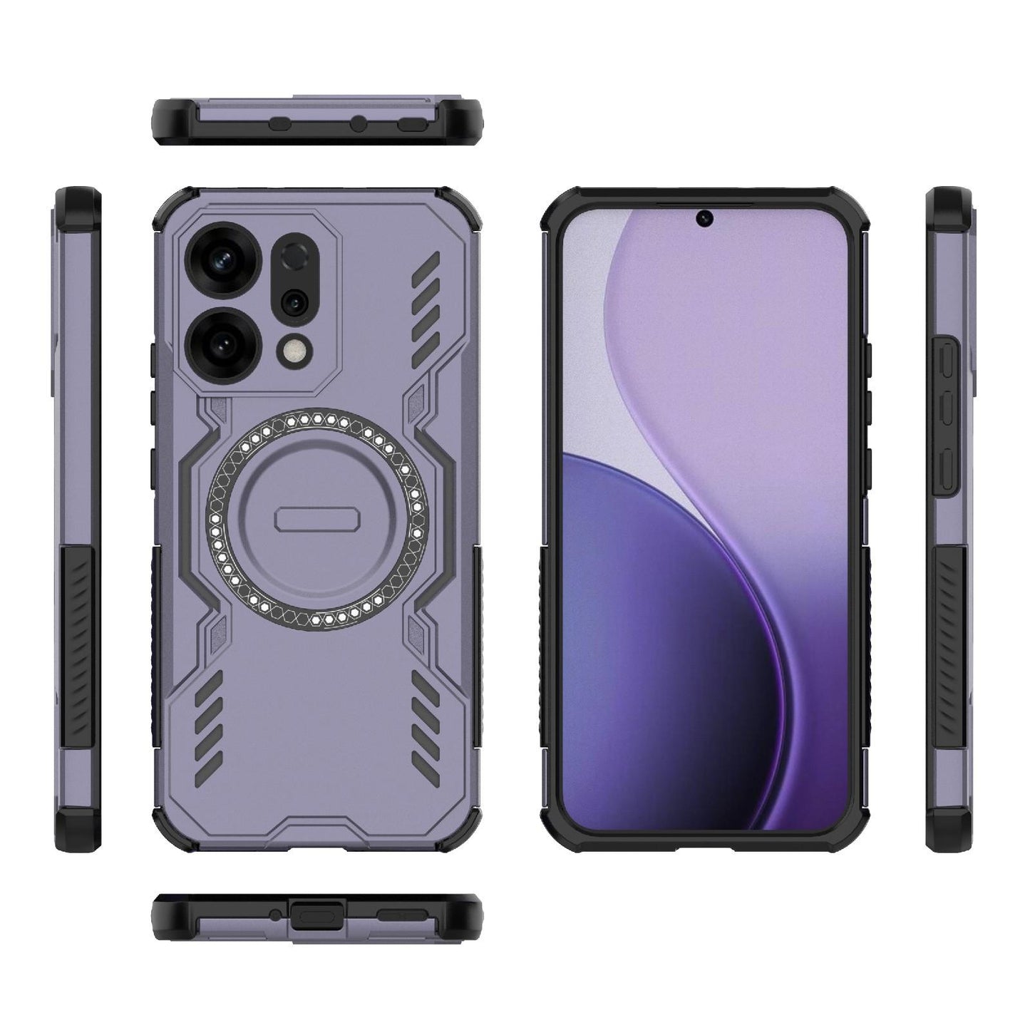 OPPO Reno14 5G Butterfly Armor MagSafe Magnetic Ring Shockproof Protective Phone Case with Stand
