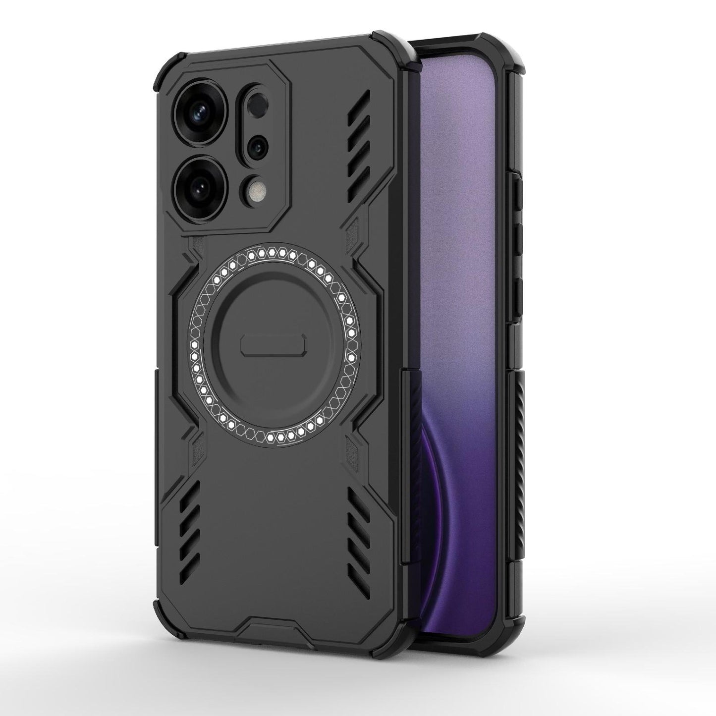 OPPO Reno14 5G Butterfly Armor MagSafe Magnetic Ring Shockproof Protective Phone Case with Stand