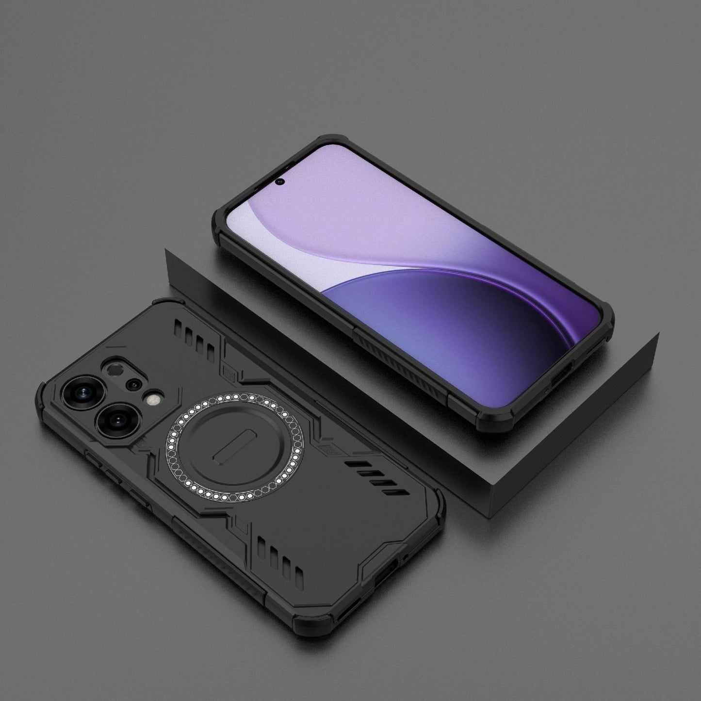 OPPO Reno14 5G Butterfly Armor MagSafe Magnetic Ring Shockproof Protective Phone Case with Stand