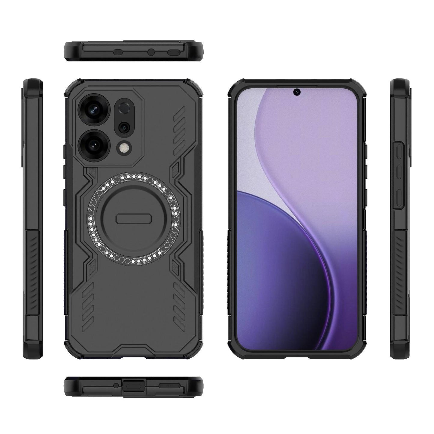 OPPO Reno14 5G Butterfly Armor MagSafe Magnetic Ring Shockproof Protective Phone Case with Stand