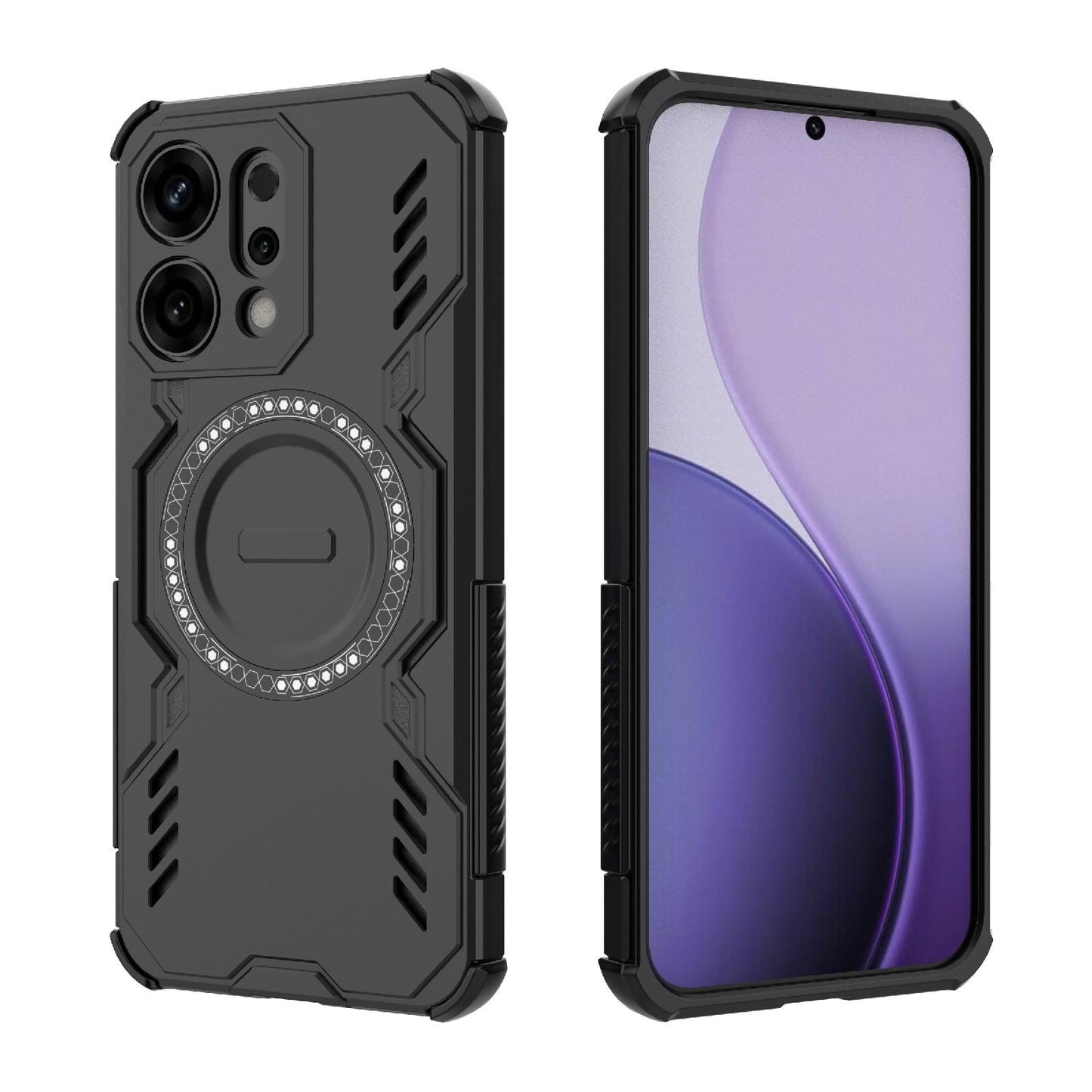 OPPO Reno14 5G Butterfly Armor MagSafe Magnetic Ring Shockproof Protective Phone Case with Stand