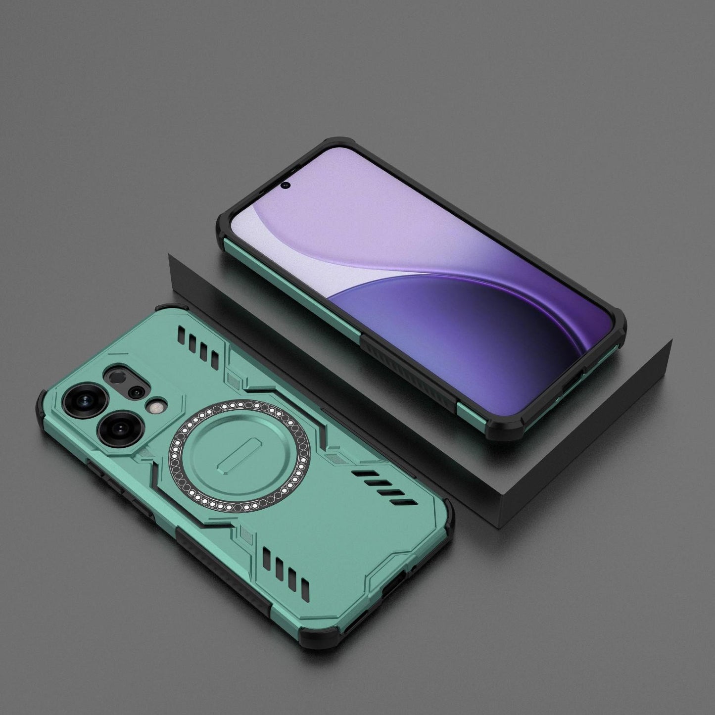OPPO Reno14 5G Butterfly Armor MagSafe Magnetic Ring Shockproof Protective Phone Case with Stand