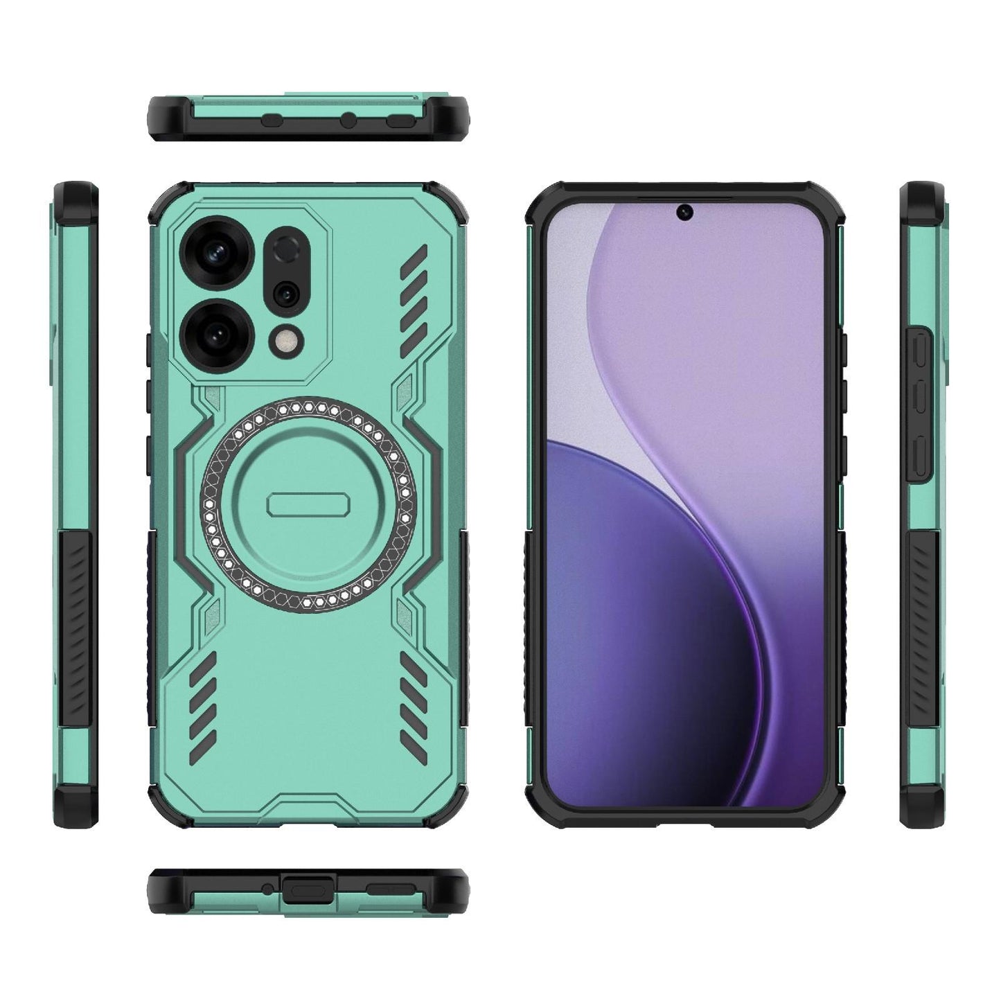OPPO Reno14 5G Butterfly Armor MagSafe Magnetic Ring Shockproof Protective Phone Case with Stand