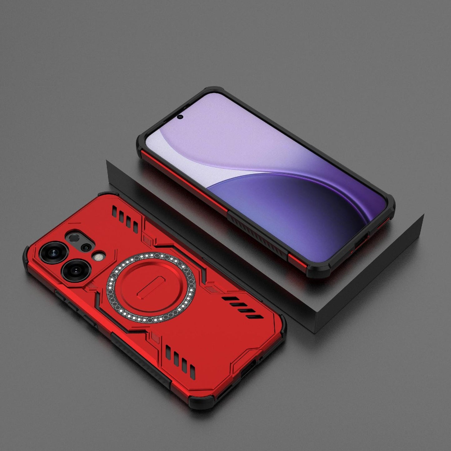 OPPO Reno14 5G Butterfly Armor MagSafe Magnetic Ring Shockproof Protective Phone Case with Stand