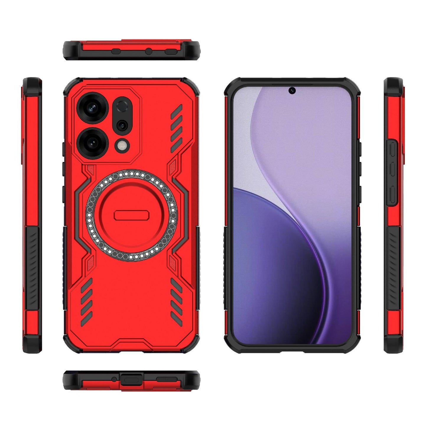 OPPO Reno14 5G Butterfly Armor MagSafe Magnetic Ring Shockproof Protective Phone Case with Stand