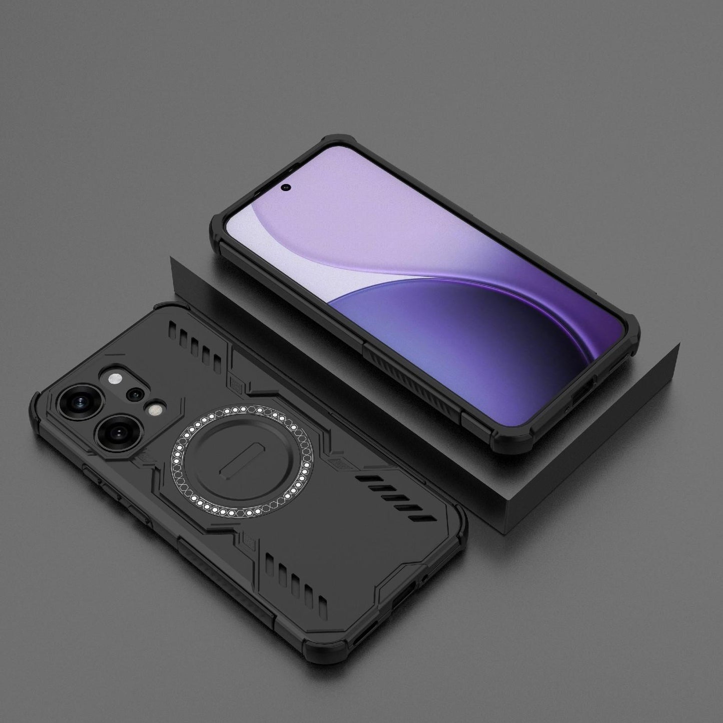 OPPO Reno14 Pro 5G Butterfly Armor MagSafe Magnetic Ring Shockproof Protective Phone Case with Stand