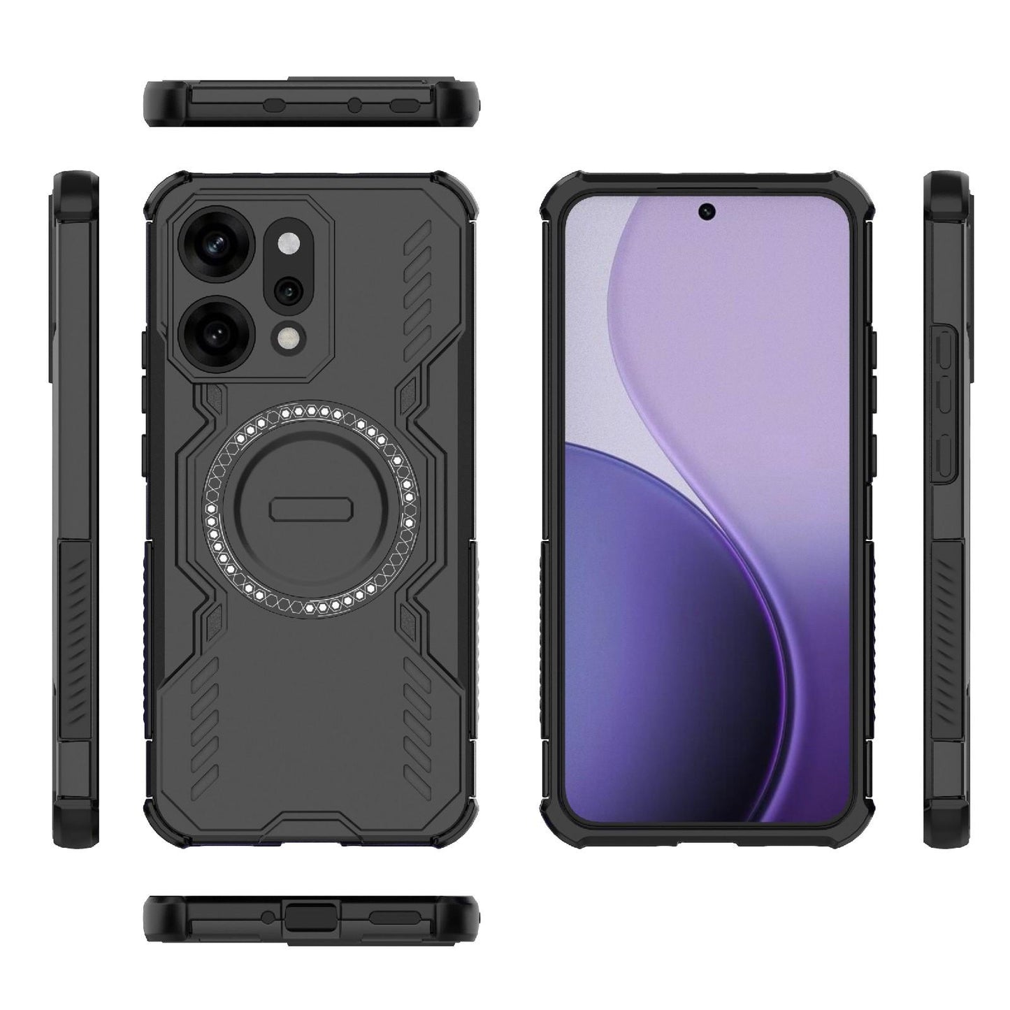OPPO Reno14 Pro 5G Butterfly Armor MagSafe Magnetic Ring Shockproof Protective Phone Case with Stand