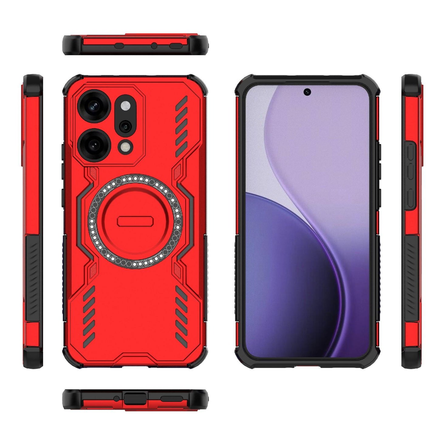 OPPO Reno14 Pro 5G Butterfly Armor MagSafe Magnetic Ring Shockproof Protective Phone Case with Stand