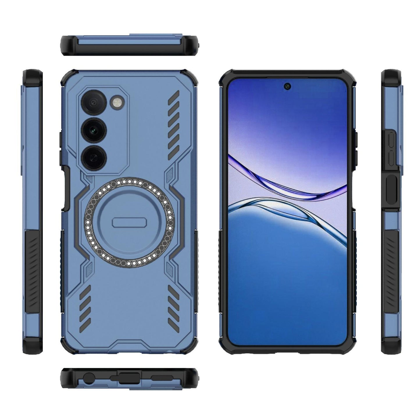 OPPO A5 5G Butterfly Armor MagSafe Magnetic Ring Shockproof Protective Phone Case with Stand
