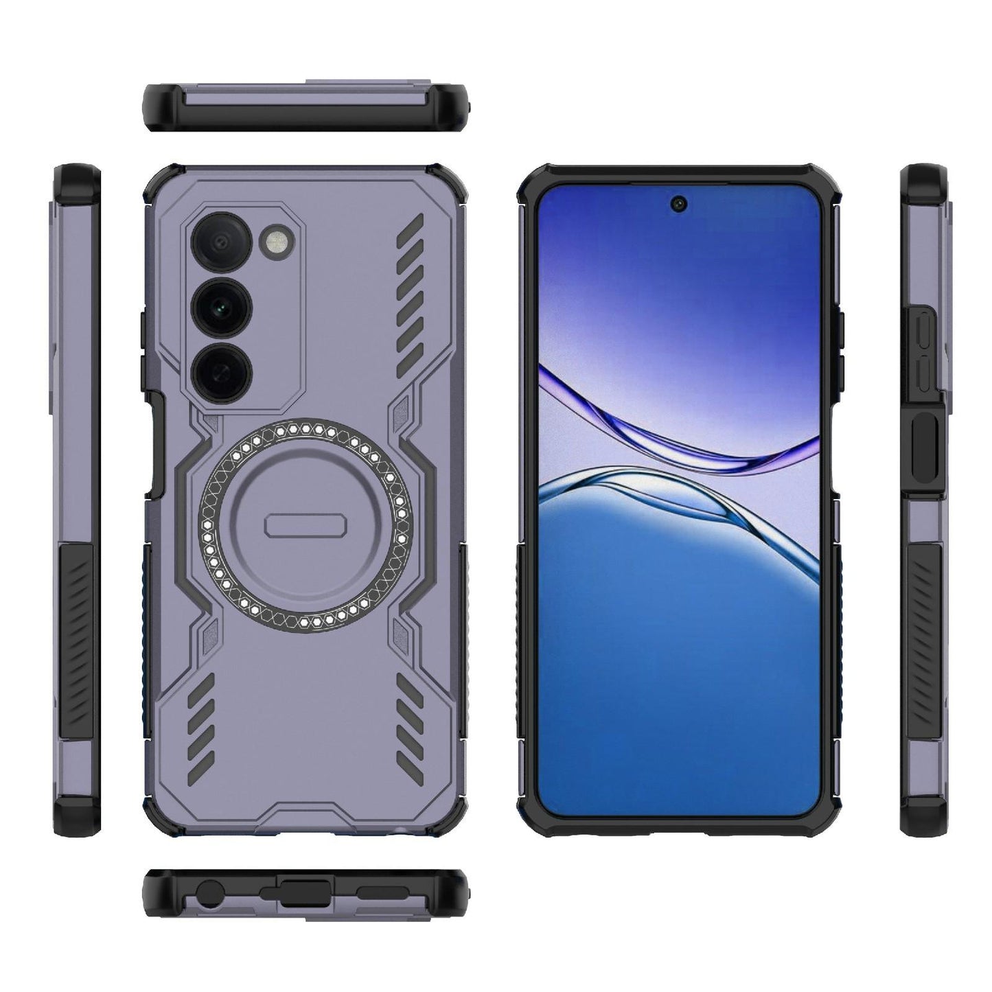 OPPO A5 5G Butterfly Armor MagSafe Magnetic Ring Shockproof Protective Phone Case with Stand