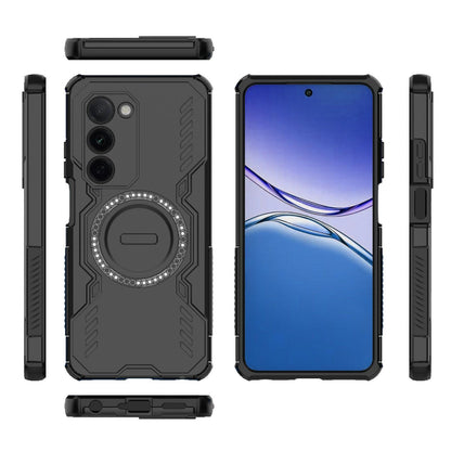 OPPO K13x 5G Butterfly Armor MagSafe Magnetic Ring Shockproof Protective Phone Case with Stand