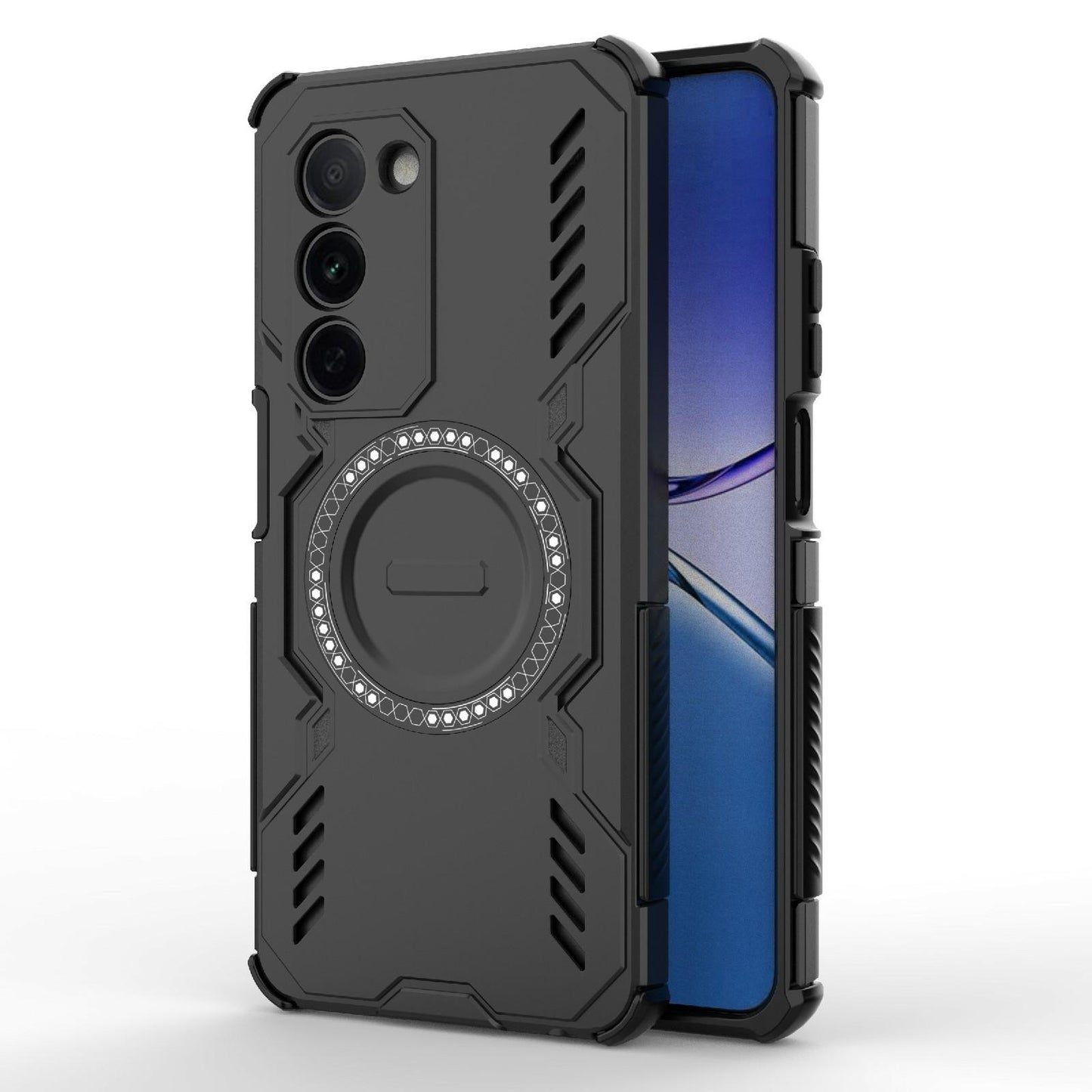 OPPO K13x 5G Butterfly Armor MagSafe Magnetic Ring Shockproof Protective Phone Case with Stand