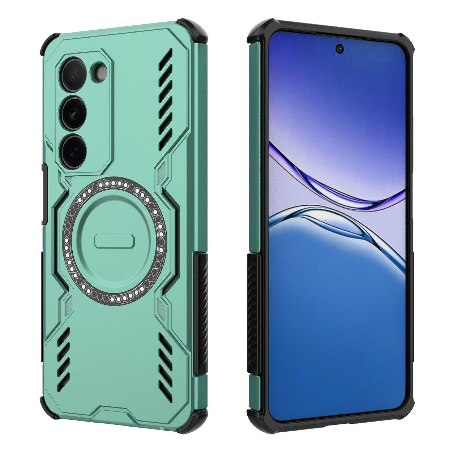 OPPO K13x 5G Butterfly Armor MagSafe Magnetic Ring Shockproof Protective Phone Case with Stand