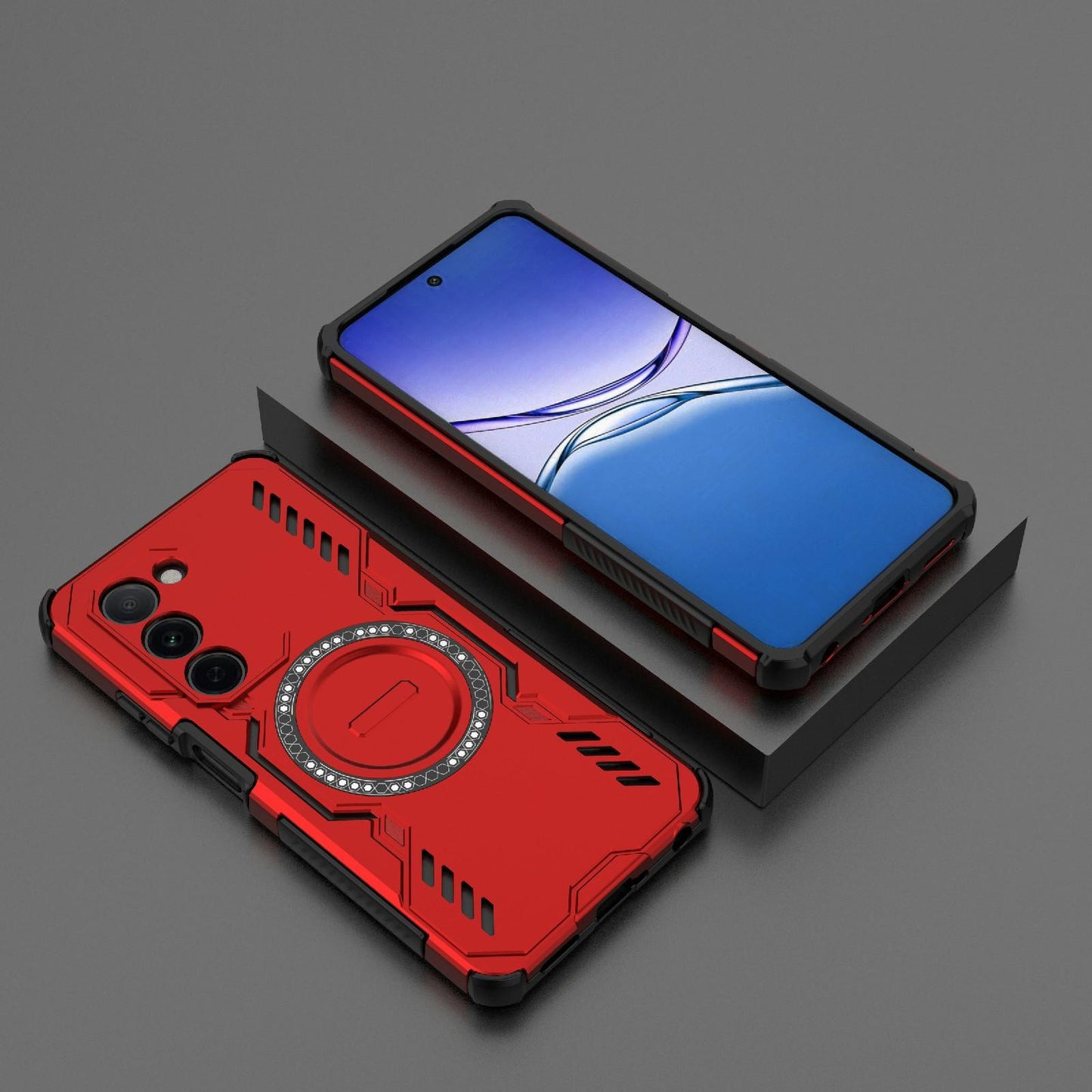 OPPO K13x 5G Butterfly Armor MagSafe Magnetic Ring Shockproof Protective Phone Case with Stand
