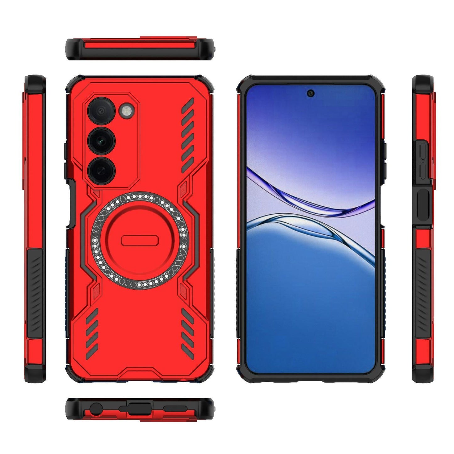 OPPO A5 5G Butterfly Armor MagSafe Magnetic Ring Shockproof Protective Phone Case with Stand