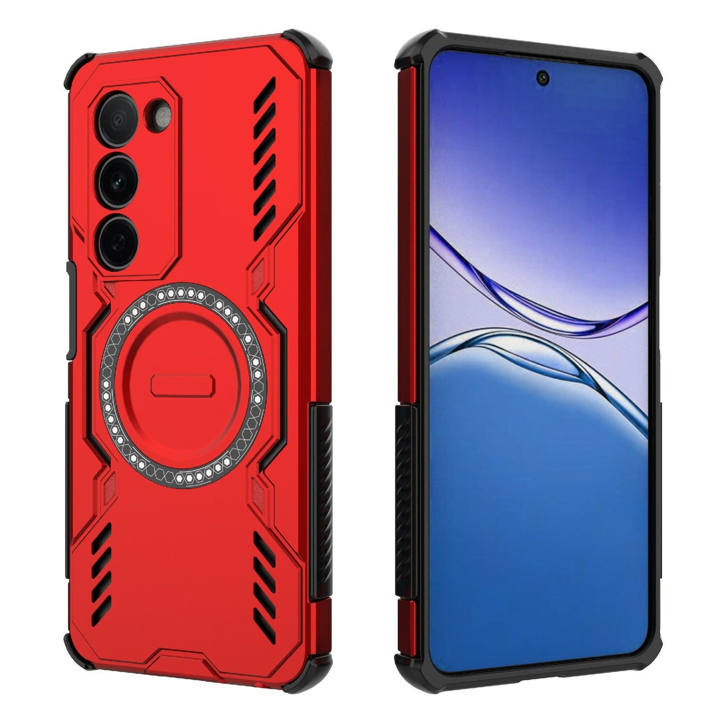 OPPO K13x 5G Butterfly Armor MagSafe Magnetic Ring Shockproof Protective Phone Case with Stand