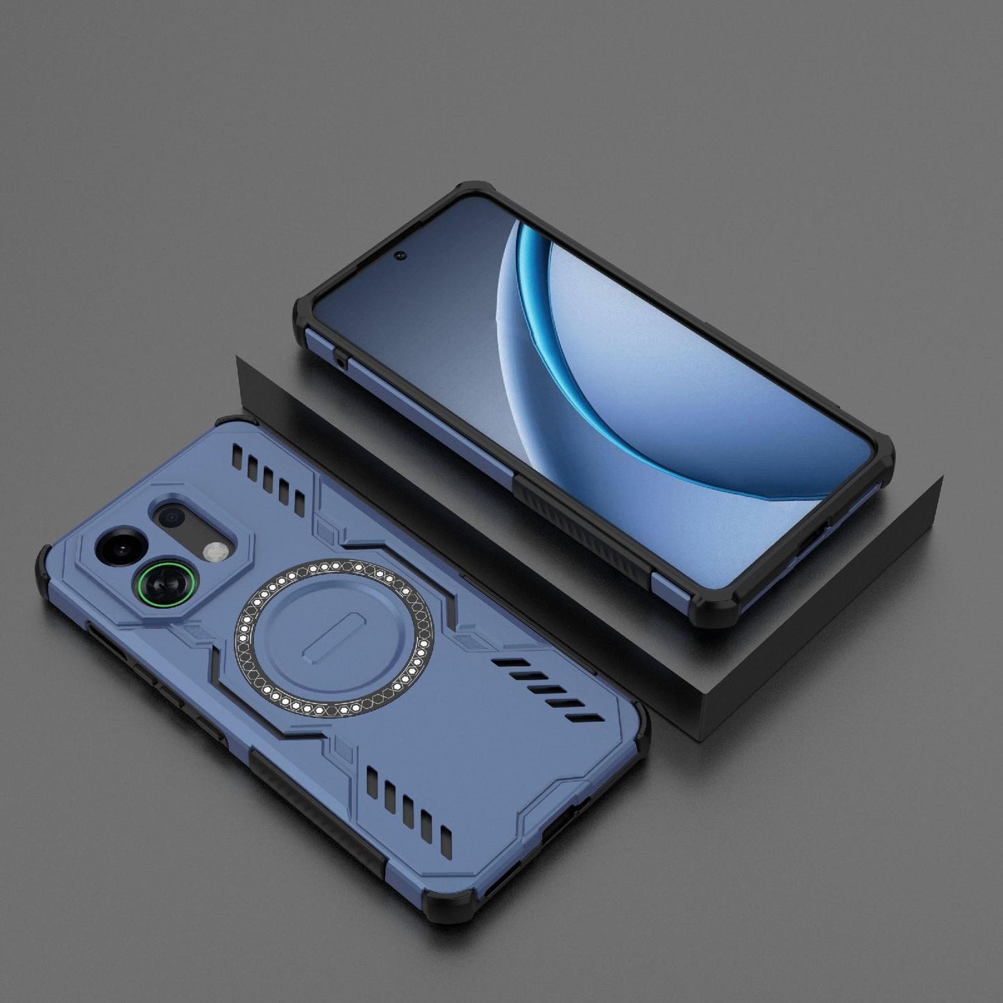 OPPO K13 Turbo 5G Butterfly Armor MagSafe Magnetic Ring Shockproof Protective Phone Case with Stand